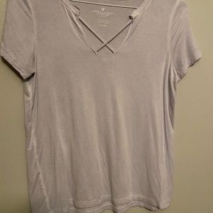 AE Soft & Sexy Criss Cross V-Neck T-shirt
